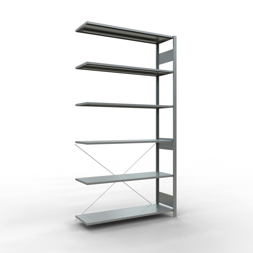 Obrázok výrobku: policový regál SCHULTE bezskrutkový systém prídavná nosnosť regálu 150 kg Galvanizované V x Š x H 2 500 x 1 300 x 400 mm