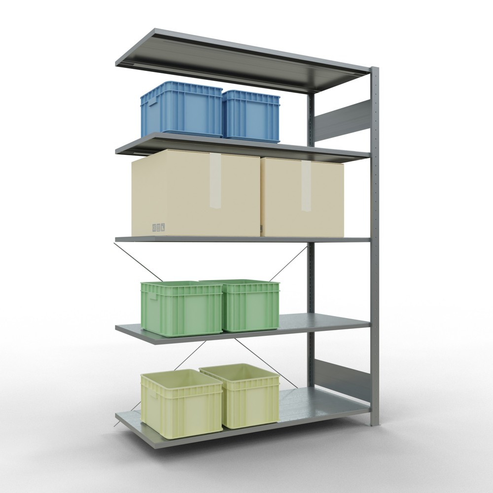 Číslo obrázka výrobku 3: Policový regál SCHULTE, zásuvný systém, nadstavbové pole, zaťaženie police 150 kg, pozinkovaný, v × š × h 2 000 x 1 300 × 600 mm