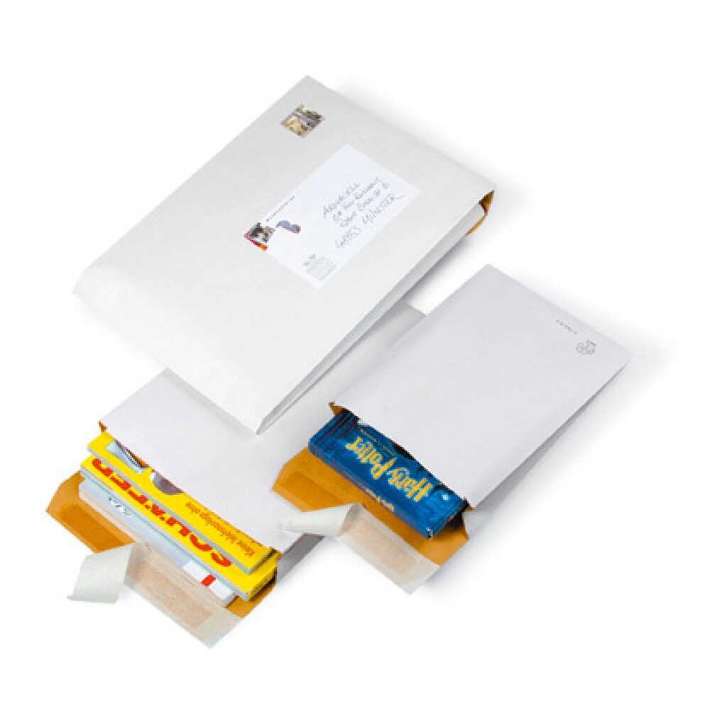 Produktabbildung: Polster-Versandtasche, 250 x 353 x 50 mm, weiß, DIN B4, K-Pack, 1 VE = 100 Stk