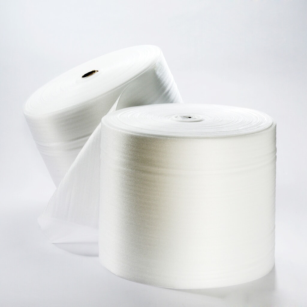 Polstermaterial aus PE-Schaumfolie, perforiert, Rolle, Stärke 1 mm, 500 lfm Produktabbildung: Polstermaterial aus PE-Schaumfolie, perforiert, Rolle, Stärke 1 mm, 500 lfm