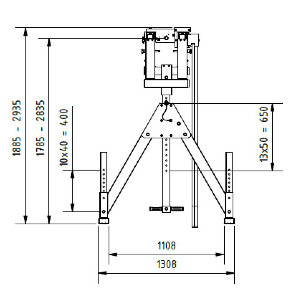 N° de l'image du produit 3 : Portique de levage SCHILLING en aluminium avec double traverse divisible, point d'accrochage 1.785-2.835 mm, longueur 4.000 mm, capacité de charge 1.000 kg