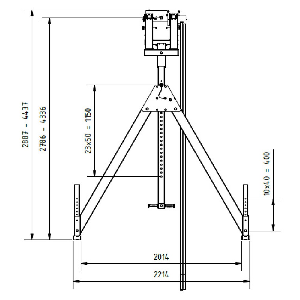 N° de l'image du produit 3 : Portique de levage SCHILLING en aluminium avec double traverse divisible, point d'accrochage 2.786-4.336 mm, longueur 4.000 mm, capacité de charge 3.000 kg