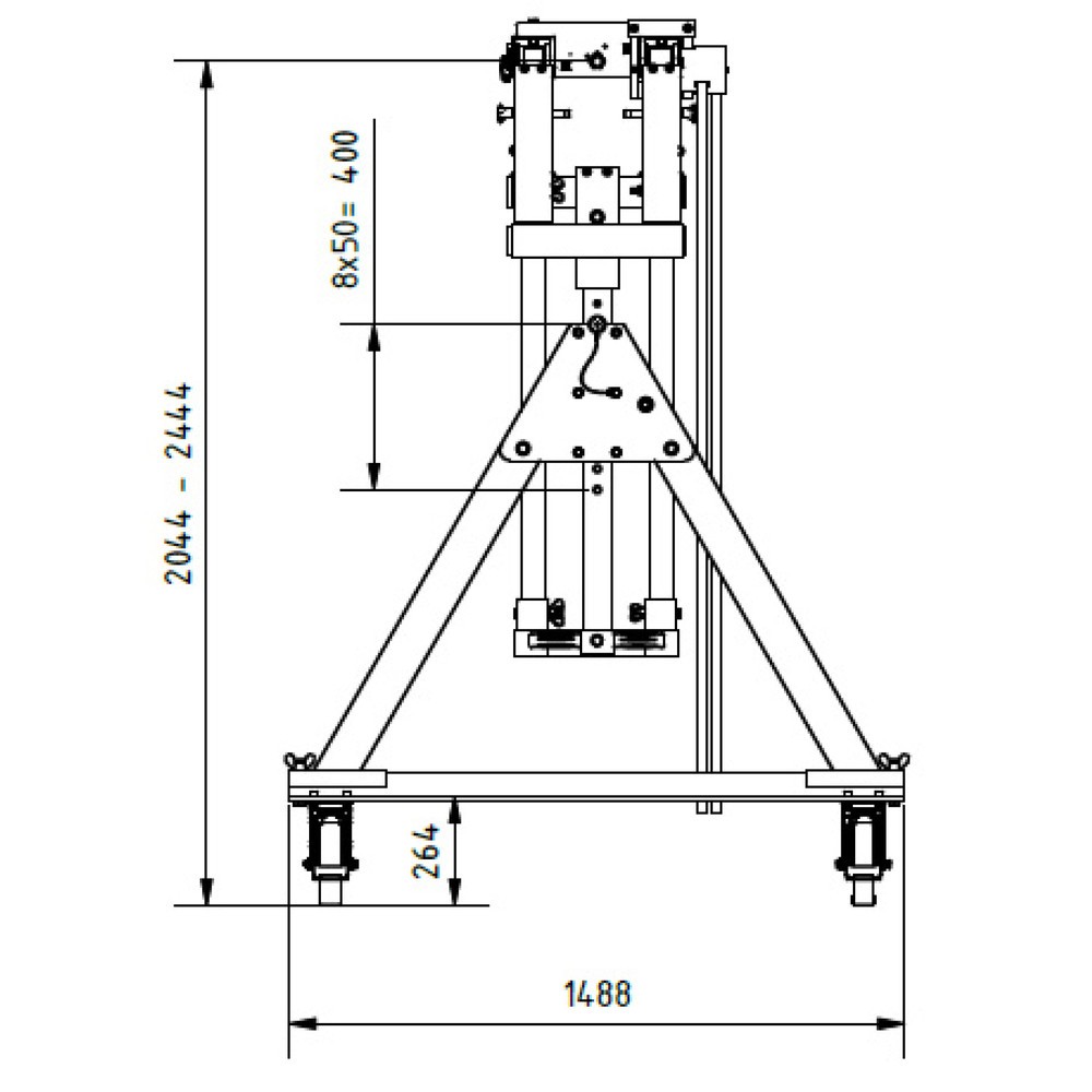 N° de l'image du produit 2 : Portique de levage SCHILLING en aluminium avec double traverse divisible, mobile, point d'accrochage 2 044-2 444 mm, longueur 4 000 mm, capacité de charge 1 500 kg