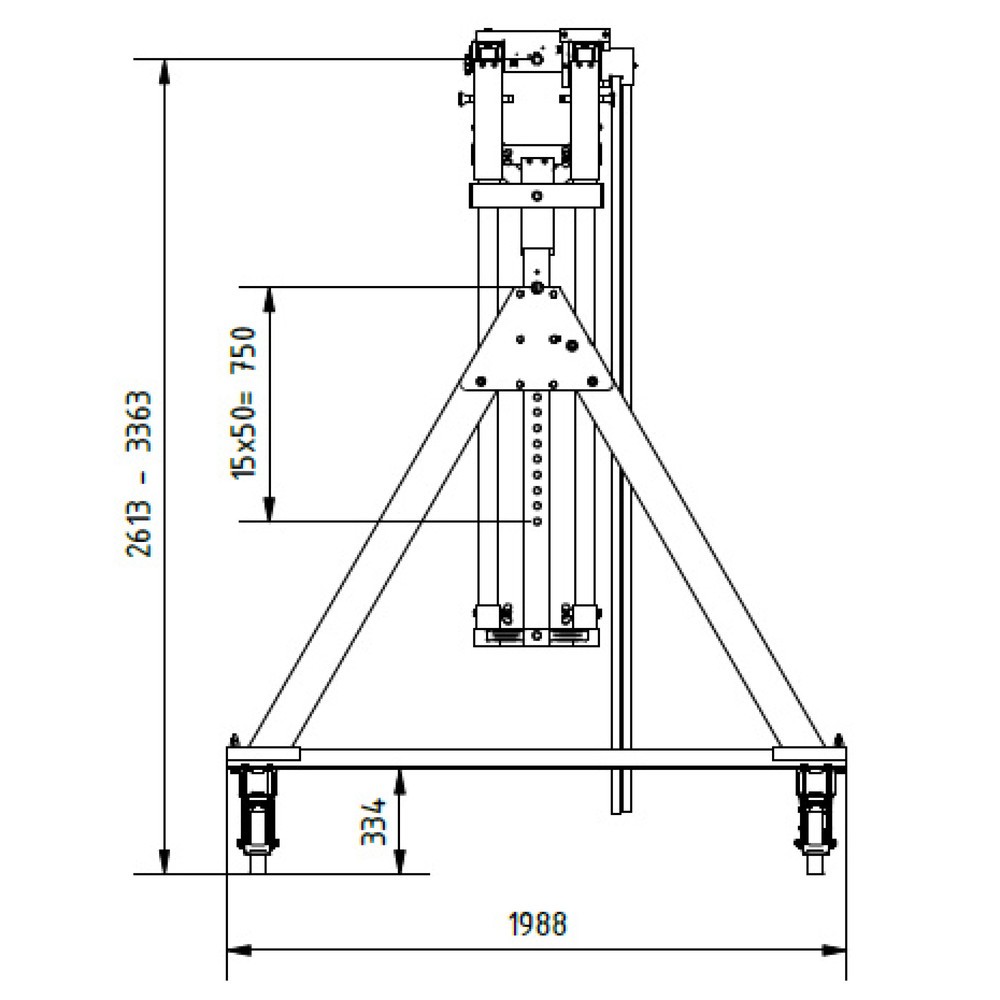N° de l'image du produit 3 : Portique de levage SCHILLING en aluminium avec double traverse divisible, mobile, point d'accrochage 2 613-3 363 mm, longueur 4 000 mm, capacité de charge 3 000 kg