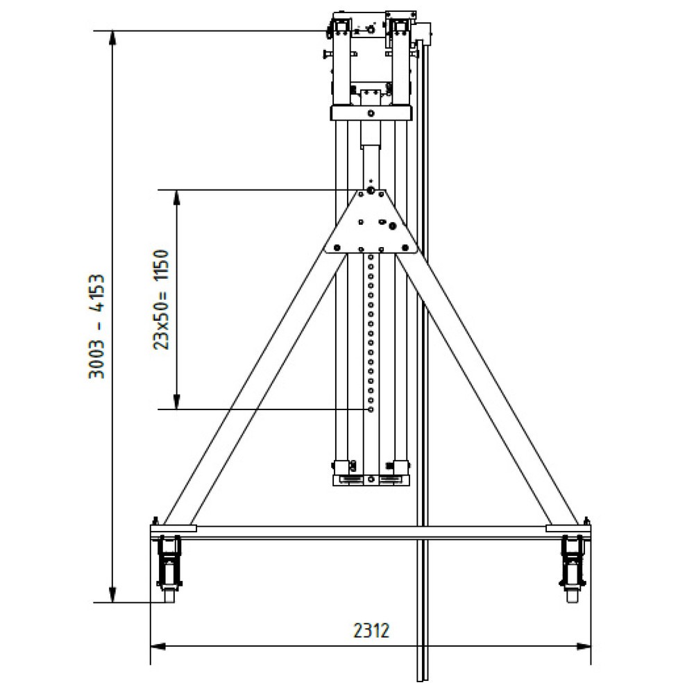 N° de l'image du produit 3 : Portique de levage SCHILLING en aluminium avec double traverse divisible, mobile, point d'accrochage 3 003-4 153 mm, longueur 4 000 mm, capacité de charge 3 000 kg