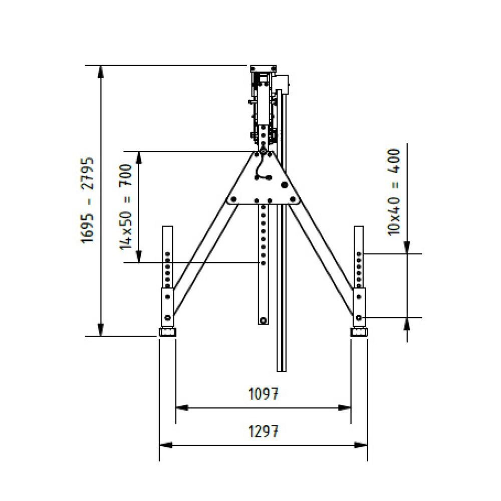 N° de l'image du produit 3 : Portique en aluminium Grue séparable, point de montage 1.249-2.349 mm, longueur 4.000 mm, capacité de charge 1.000 kg