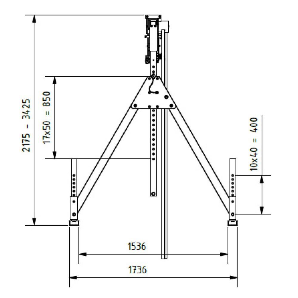 N° de l'image du produit 3 : Portique en aluminium Grue séparable, point de montage 1.730-2.980 mm, longueur 4.000 mm, capacité de charge 1.500 kg