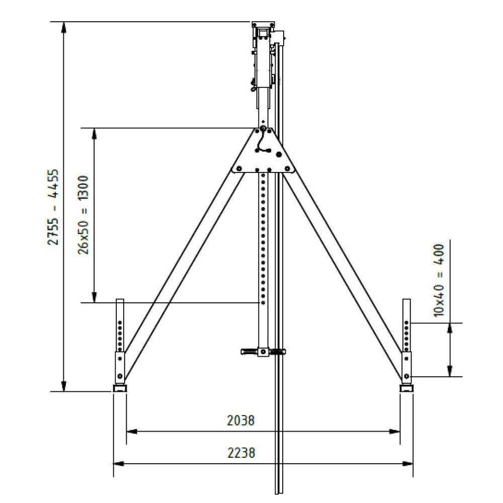 N° de l'image du produit 3 : Portique en aluminium Grue séparable, point de montage 2.310-4.010 mm, longueur 4.000 mm, capacité de charge 1.000 kg