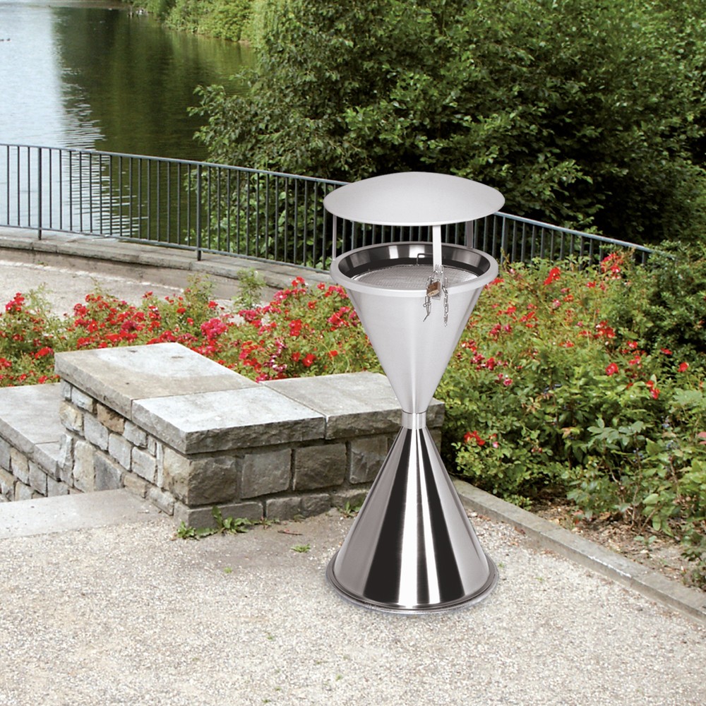 Immagine del prodotto n. 2: Posacenere a colonna VAR®, acciaio inox, con tettuccio, incl. Materiale di montaggio