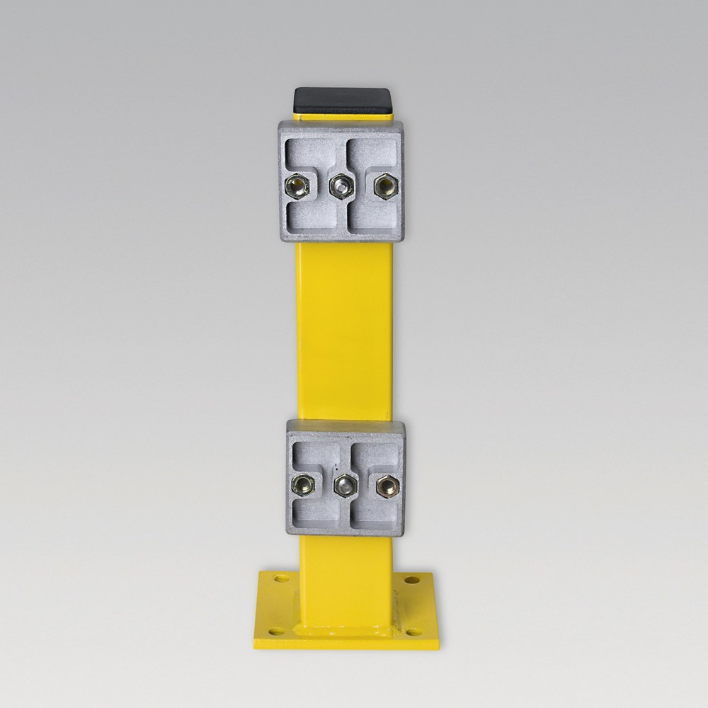 Product image: Post for C-profile barrier boards, outdoor use, height 465 mm, yellow