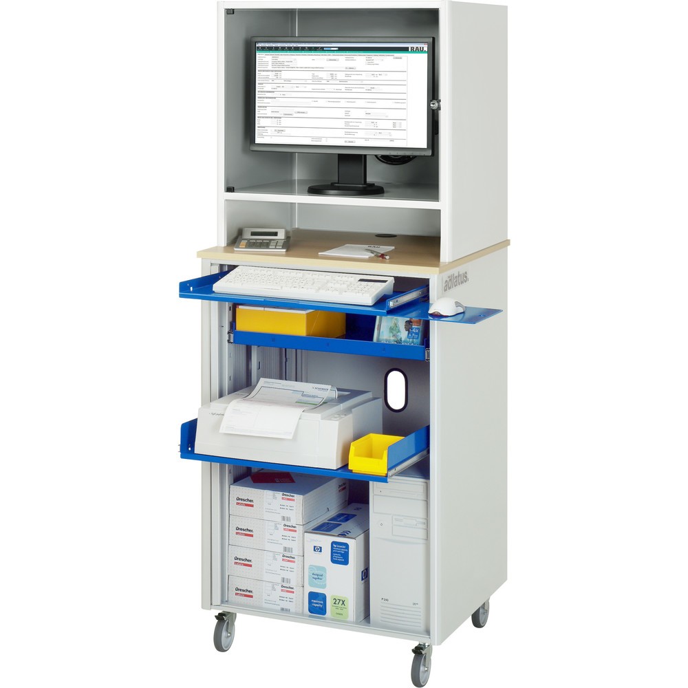 Immagine del prodotto: Postazione computer RAU, ripiano estraibile per tastiera, 1 cassetto, mobile