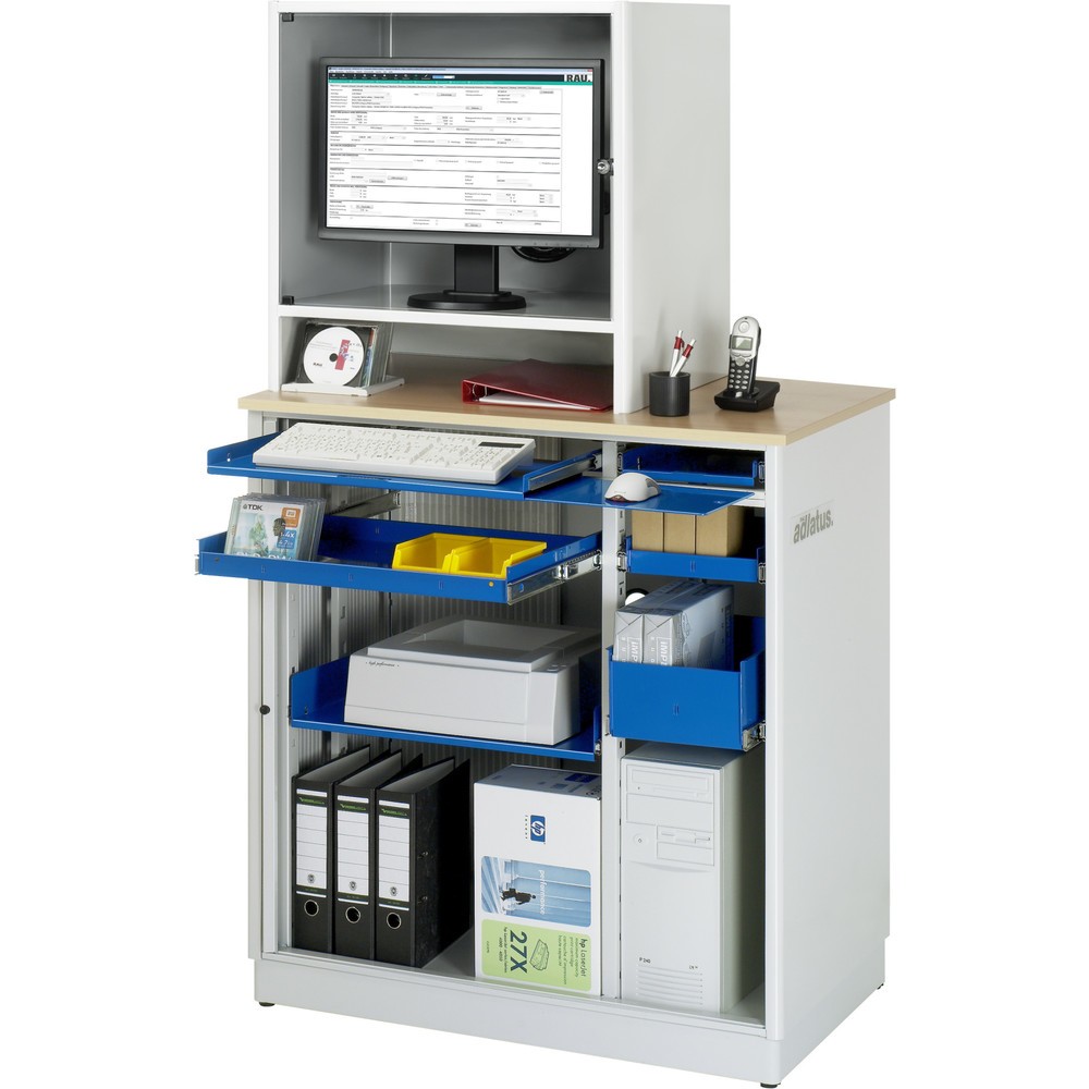 Immagine del prodotto: Postazione computer RAU, ripiano estraibile per tastiera, 3 cassetti, fisso