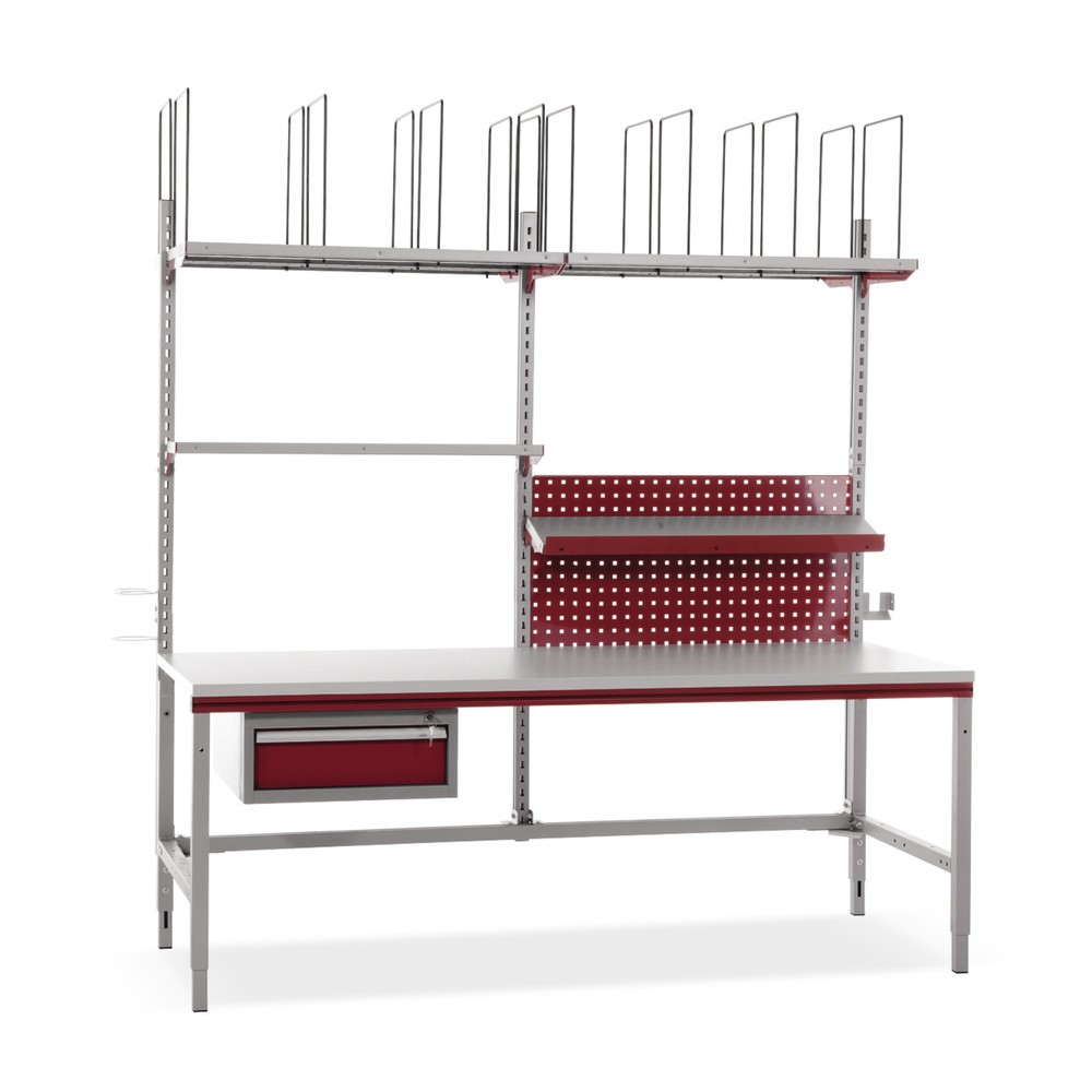 Immagine del prodotto: Rocholz tavolo di confezionamento regolabile manualmente in altezza FLEX+, con ampio kit di accessori, AxLxP 690-960 x 2.000 x 800 mm