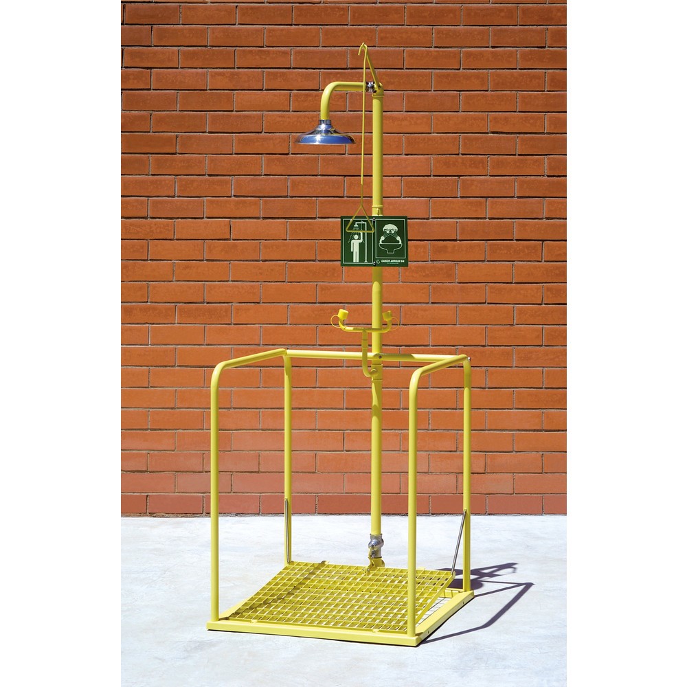 Illustration du produit: Poste de douche corporelle/oculaire Erbstößer®, DIN EN 15154-5, pommeau de douche en acier inoxydable