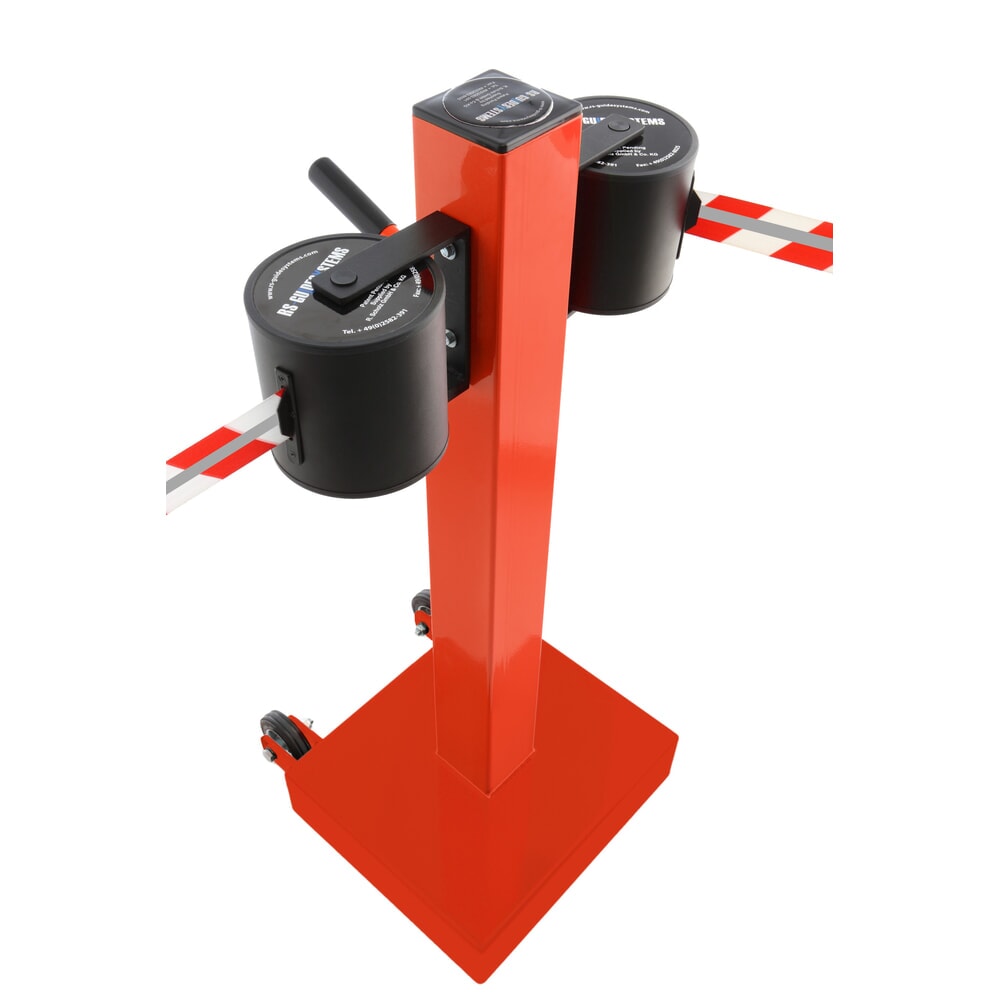 Número de imagen del producto 3: Poste para acordonar con cintas GLA 2000-D REFLECTO, de RS-GUIDESYSTEMS®, longitud 2x 18 m, anchura 50 mm, Poste rojo, cinta roja/blanca
