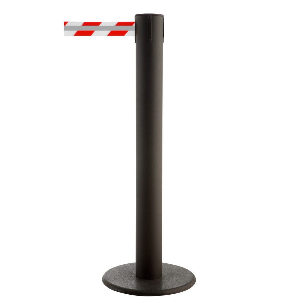 Número de imagen del producto 1: Poste para acordonar con cinta GLA 85-J REFLECTO, de RS-GUIDESYSTEMS®, longitud 7 m, anchura 50 mm, Poste negro, cinta roja/blanca