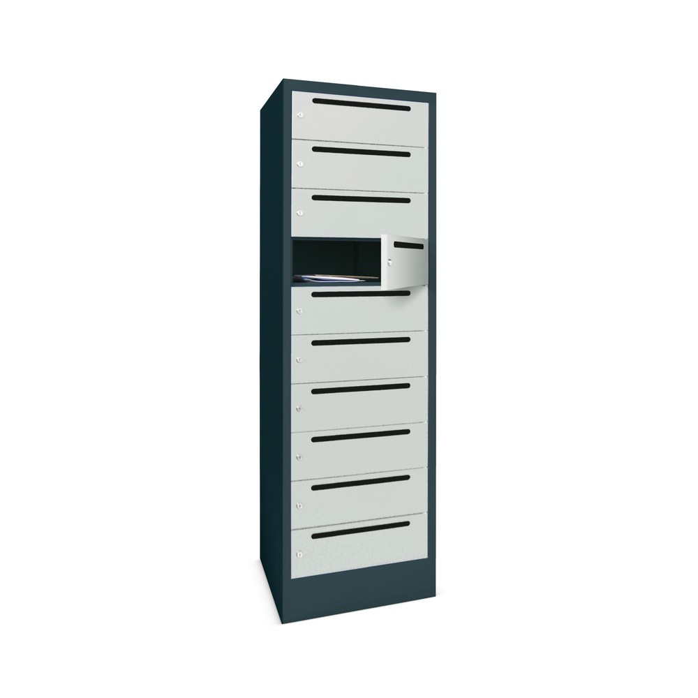 Product afbeelding: Postsorteerkast PAVOY, 1x 10 vakken, hxbxd 1.850 x 330 x 500 mm, lichtgrijs, antracietgrijs