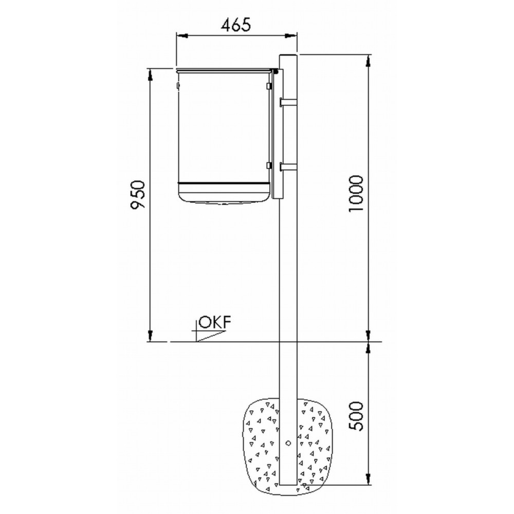 N° de l'image du produit 2 : RENNER Poteau de fixation pour poubelle en acier, 50 litres, à bétonner, revêtu par poudrage