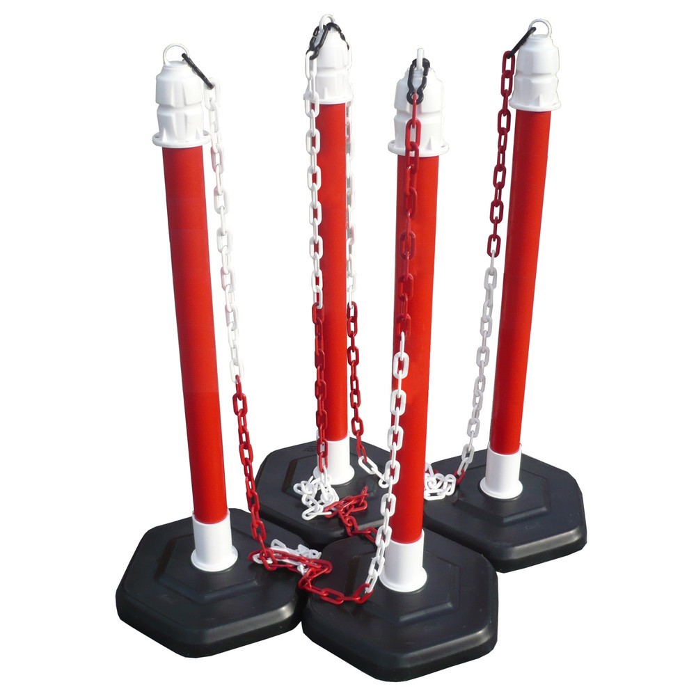 Illustration du produit: Potelet à chaîne en lot Premium, intérieur, 4 potelets rouge