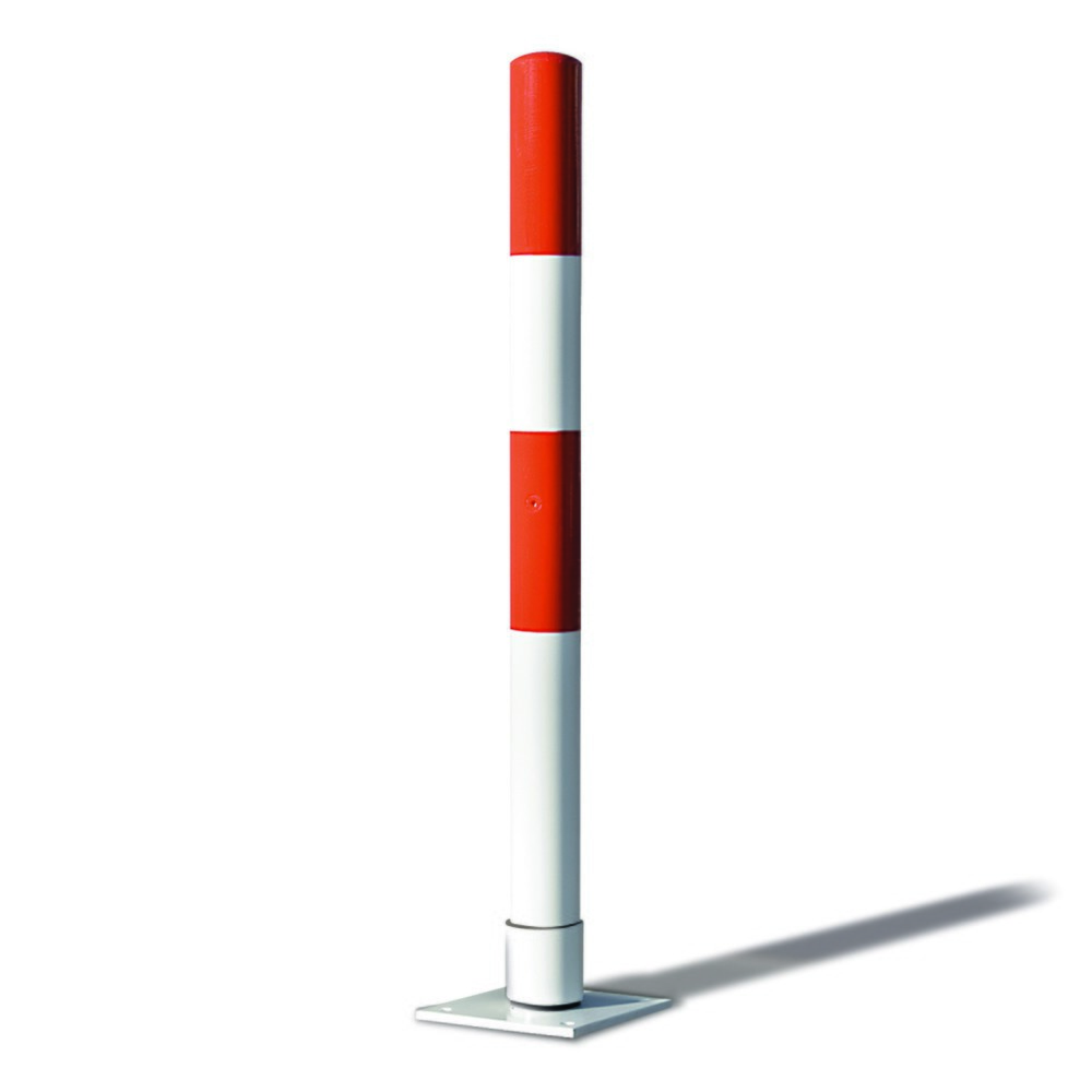 Illustration du produit: Potelet MORAVIA MORION-SWING, à redressement automatique, tube rond Ø 76 mm, à cheviller au sol, rouge/blanc