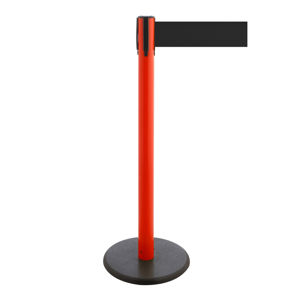 Illustration du produit: Potelet de délimitation à sangle RS-GUIDESYSTEMS®, socle en fonte, largeur de sangle 100 mm, rouge, noir, 3,8 m