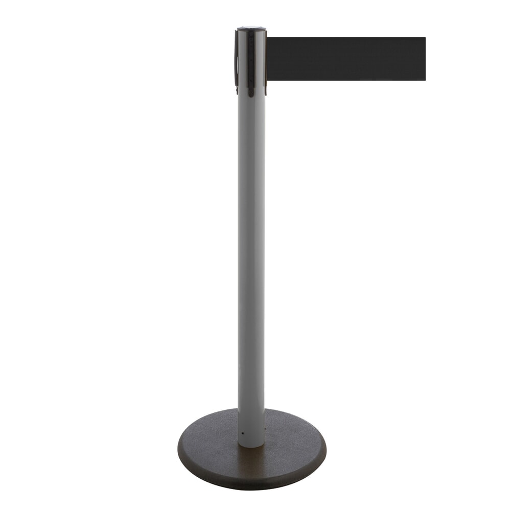 Illustration du produit: Potelet de délimitation à sangle RS-GUIDESYSTEMS®, socle en fonte, largeur de sangle 100 mm, anthracite, noir, 3,8 m