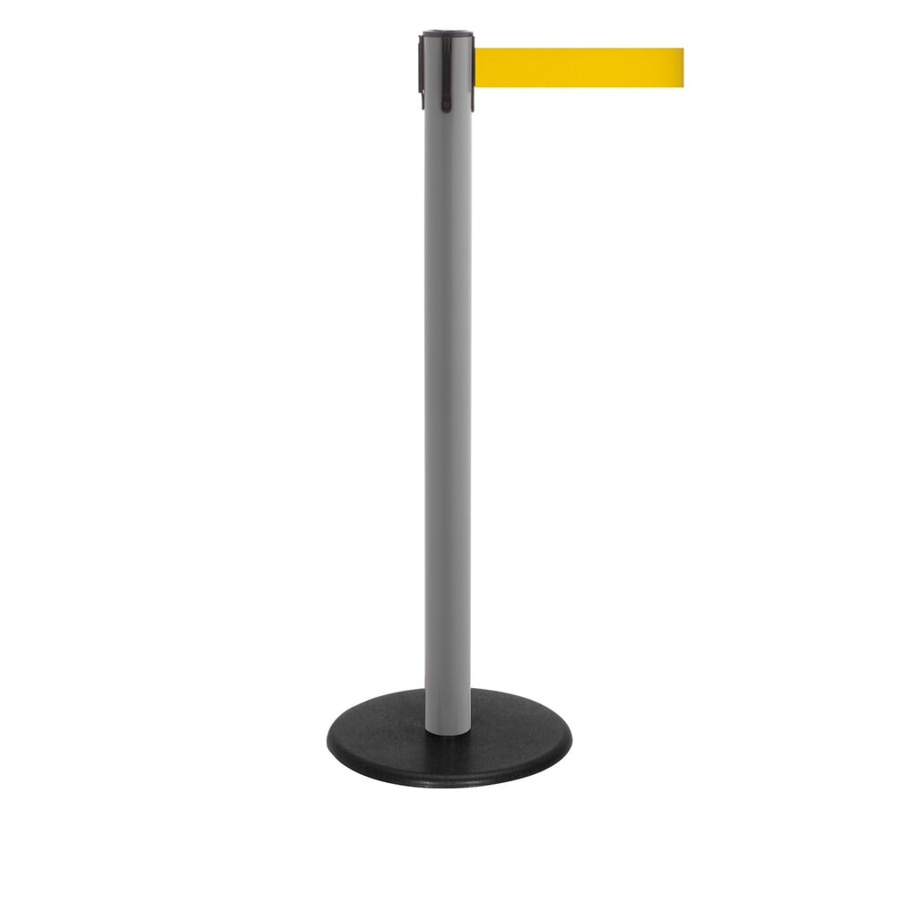 Illustration du produit: Potelet de délimitation à sangle RS-GUIDESYSTEMS®, socle en fonte, largeur de sangle 50 mm, anthracite, jaune, 4,0 m