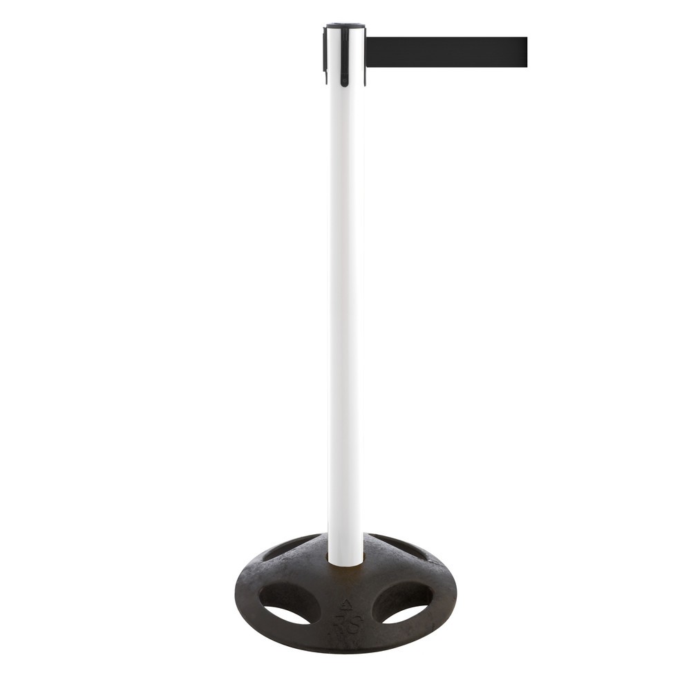 Illustration du produit: Potelet de délimitation à sangle RS-GUIDESYSTEMS®, socle en matériau composite, largeur de sangle 50 mm, blanc, noir