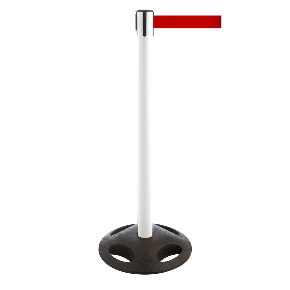 Illustration du produit: Potelet de délimitation à sangle RS-GUIDESYSTEMS®, socle en matériau composite, largeur de sangle 50 mm, blanc, rouge