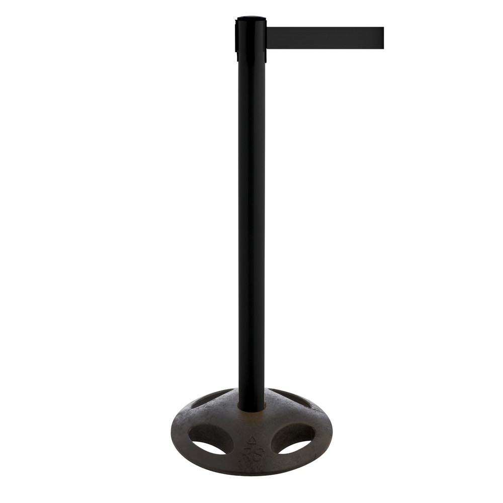 Illustration du produit: Potelet de délimitation à sangle RS-GUIDESYSTEMS®, socle en matériau composite, largeur de sangle 50 mm, noir, noir