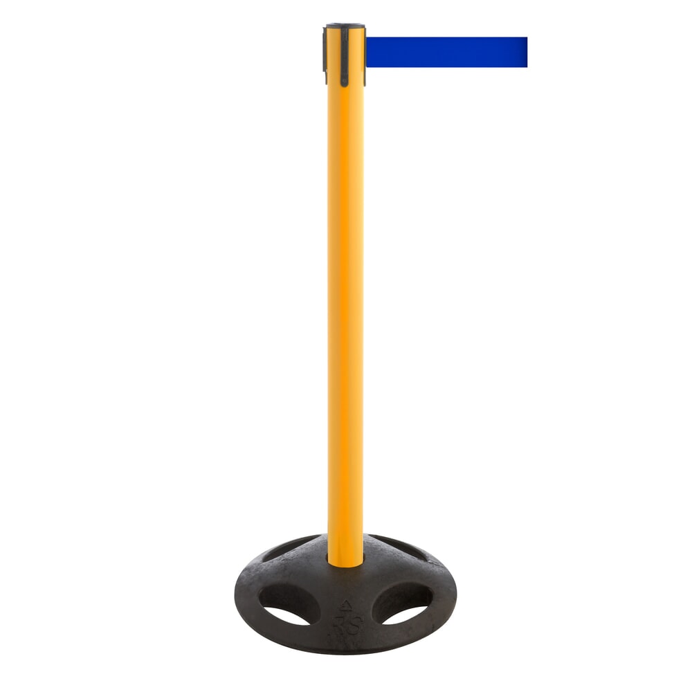 Illustration du produit: Potelet de délimitation à sangle RS-GUIDESYSTEMS®, socle en matériau composite, largeur de sangle 50 mm, jaune, bleu