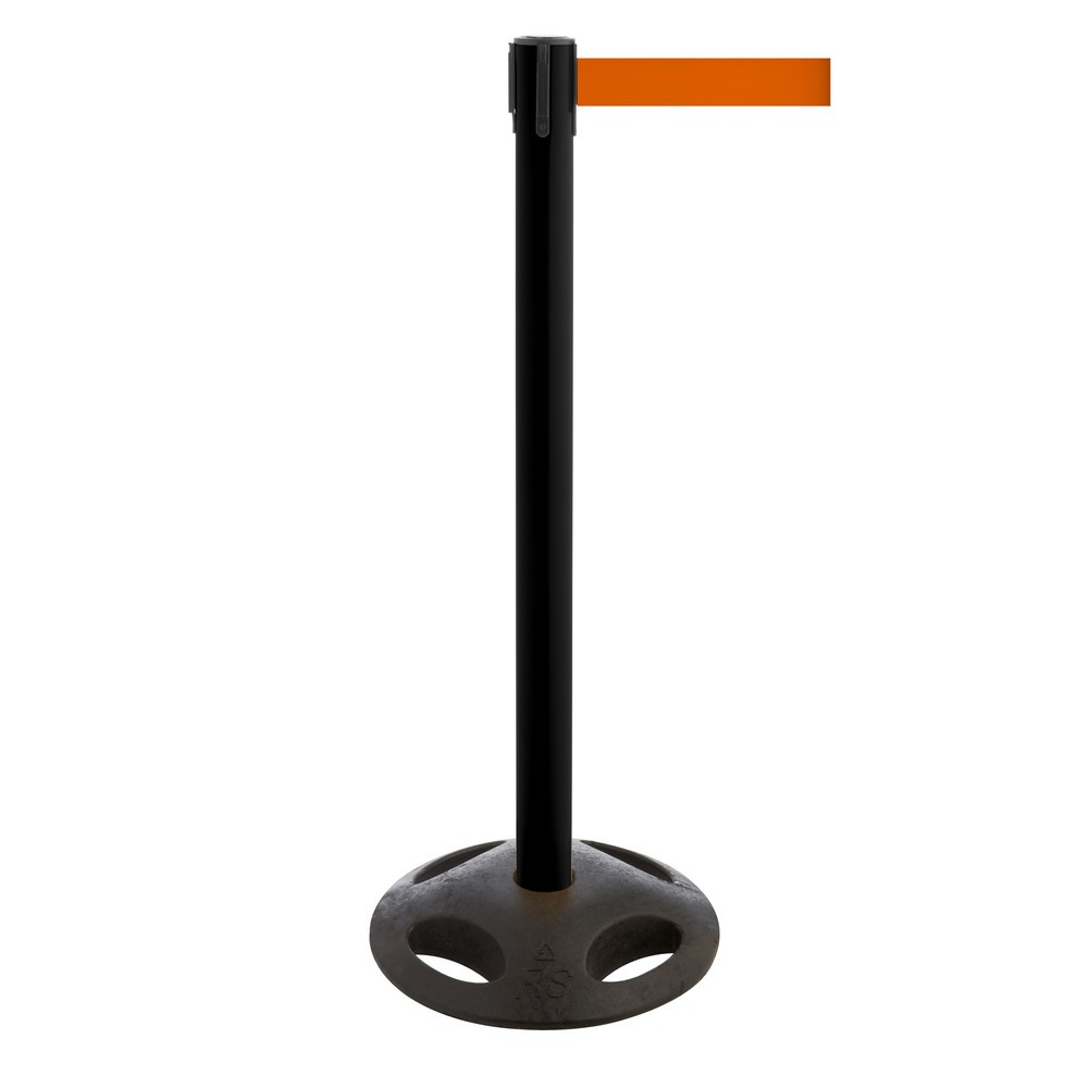 Illustration du produit: Potelet de délimitation à sangle RS-GUIDESYSTEMS®, socle en matériau composite, largeur de sangle 50 mm, noir, orange
