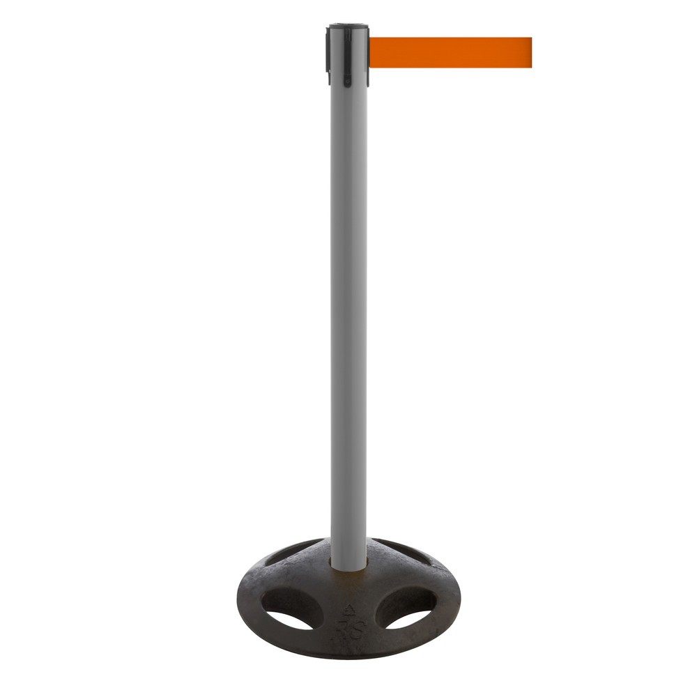 Illustration du produit: Potelet de délimitation à sangle RS-GUIDESYSTEMS®, socle en matériau composite, largeur de sangle 50 mm, gris, orange
