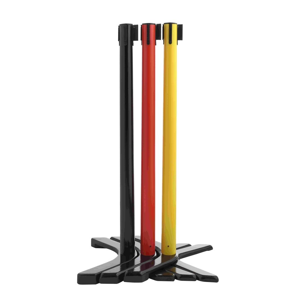 N° de l'image du produit 2 : Potelet de délimitation pied en croix, longueur de sangle 4 m, noir, noir