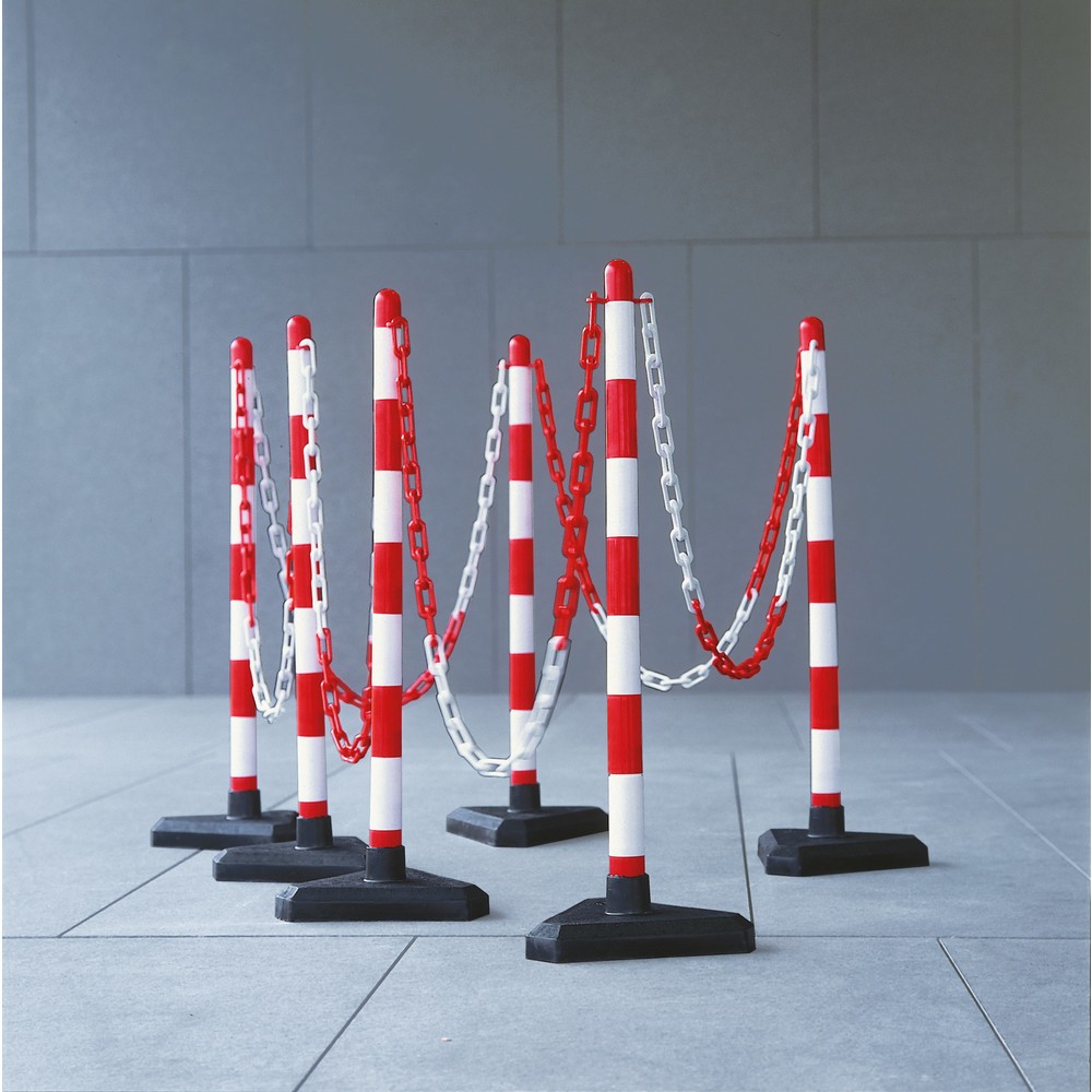 N° de l'image du produit 5 : Potelet à chaîne simple, pied en plastique (triangle), rouge/blanc