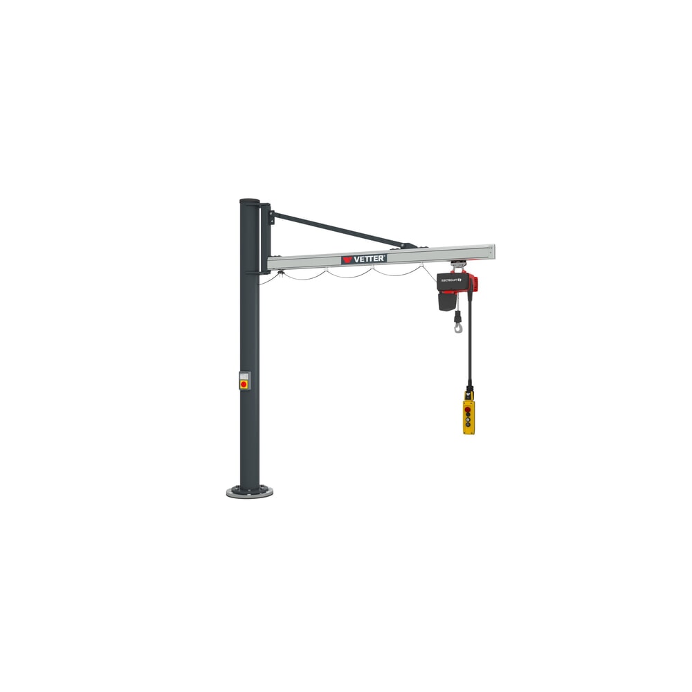 N° de l'image du produit 4 : Potence VETTER®, palan électrique à chaîne LIFTKET inclus, version sur fût, portée 2 900 mm, capacité de charge 125 kg