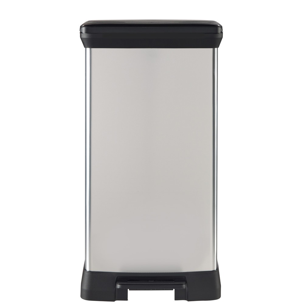 N° de l'image du produit 5 : Poubelle à pédale Duo DECOBIN, rectangulaire, 2 x 23 litres, argenté/noir