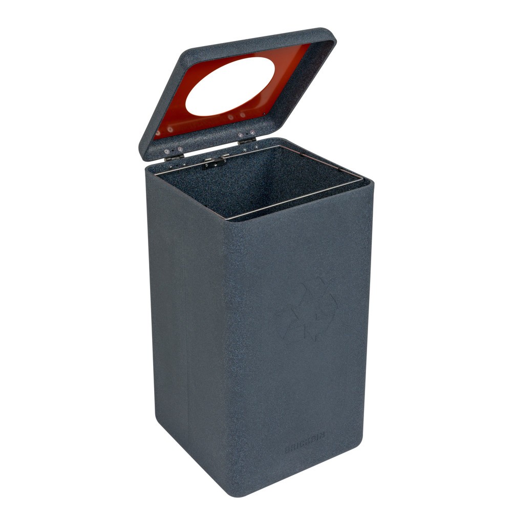 N° de l'image du produit 3 : Poubelle à plastique BRICKBIN, en plastique recyclé, 65 litres, carrée, gris/orange