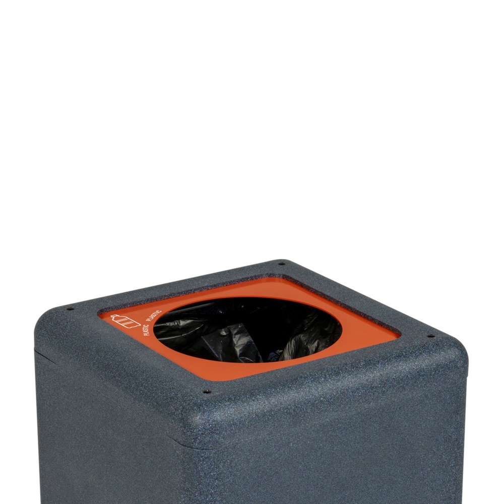 N° de l'image du produit 6 : Poubelle à plastique BRICKBIN, en plastique recyclé, 65 litres, carrée, gris/orange