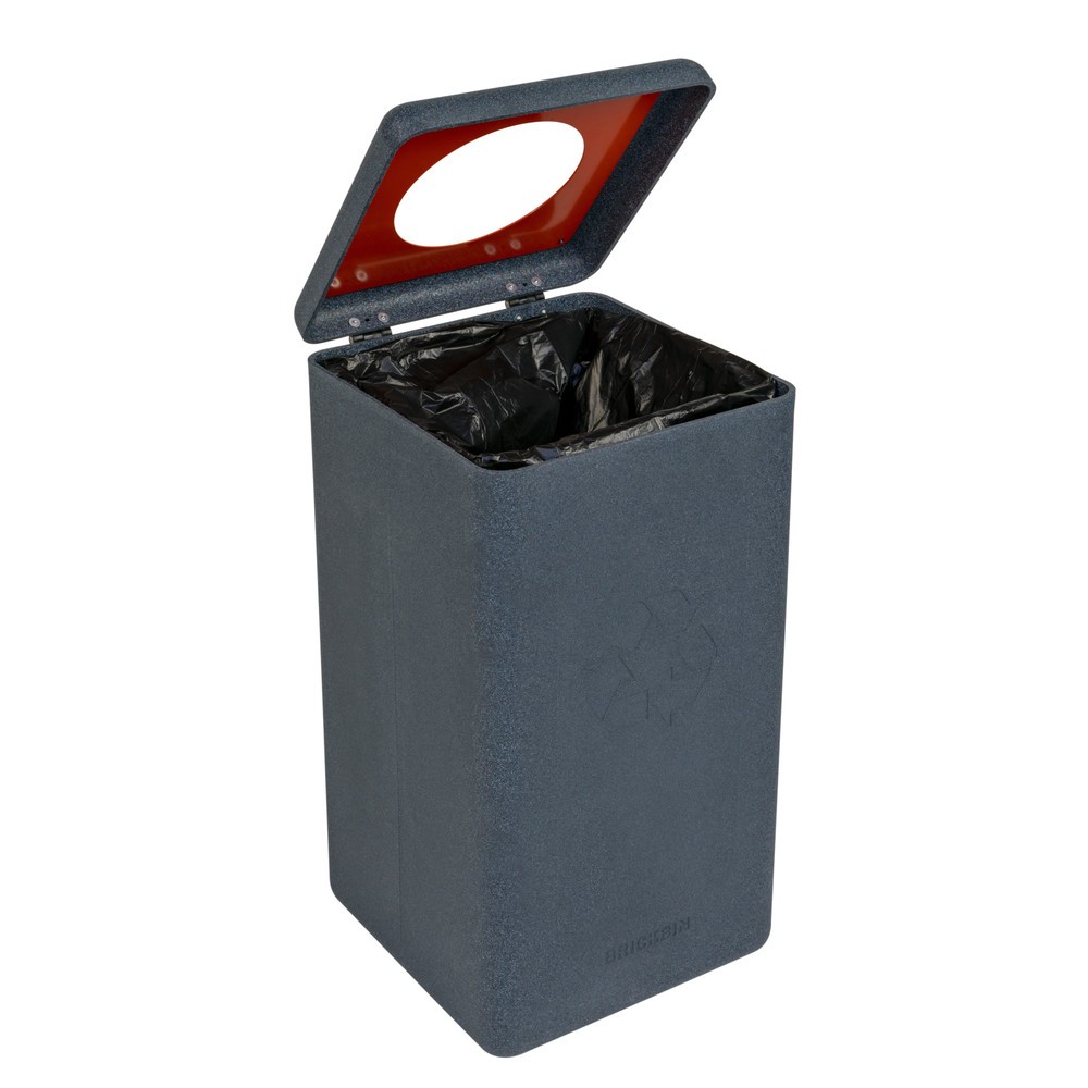 N° de l'image du produit 7 : Poubelle à plastique BRICKBIN, en plastique recyclé, 65 litres, carrée, gris/orange