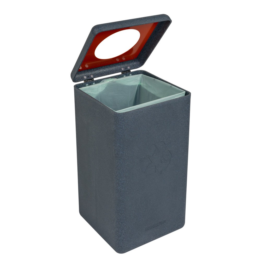 N° de l'image du produit 8 : Poubelle à plastique BRICKBIN, en plastique recyclé, 65 litres, carrée, gris/orange