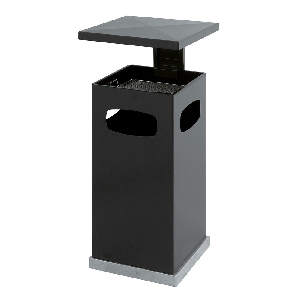 Illustration du produit: Poubelle-cendrier en acier, carrée, toit amovible, 70 litres, anthracite