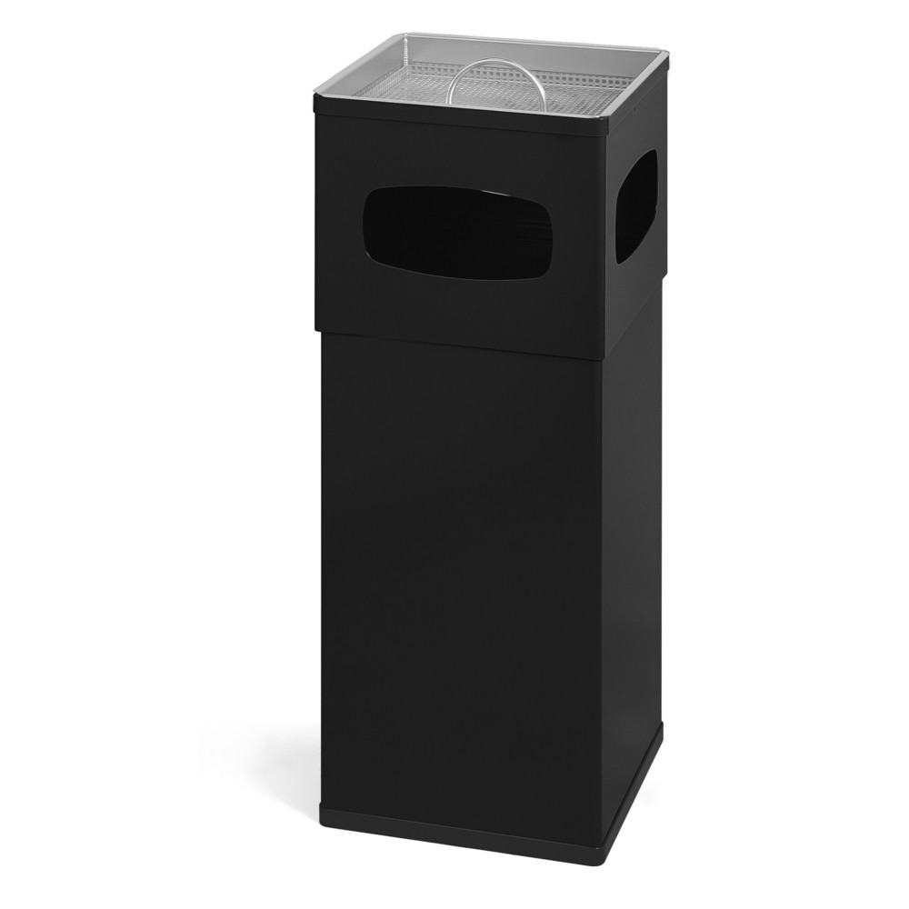 Illustration du produit: Poubelle-cendrier en aluminium, carrée, 50 litres, noir