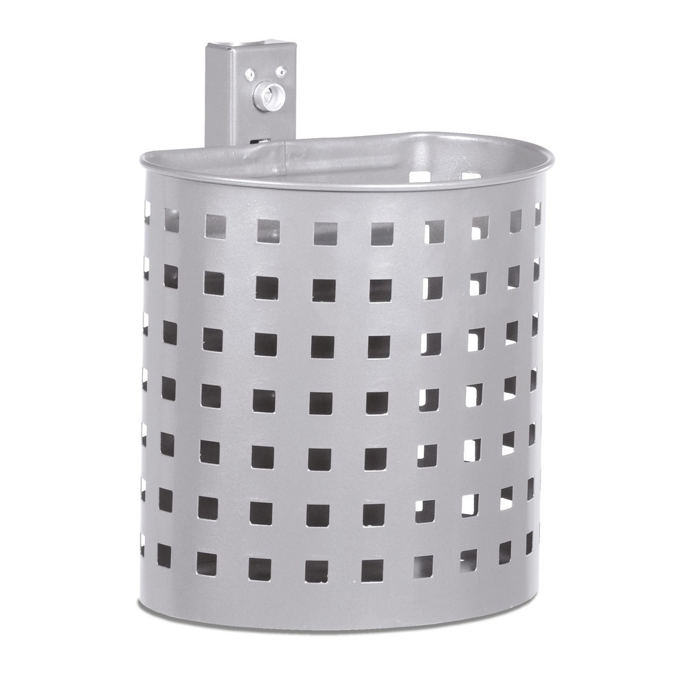 N° de l'image du produit 1 : RENNER Poubelle en acier, 20 litres, semi-circulaire, montage mural, perforée, revêtue par poudrage, gris anthracite