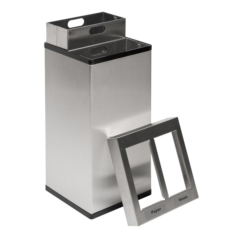 N° de l'image du produit 2 : Poubelle Mix CARRO, en acier inoxydable, 2 x 52,5 litres