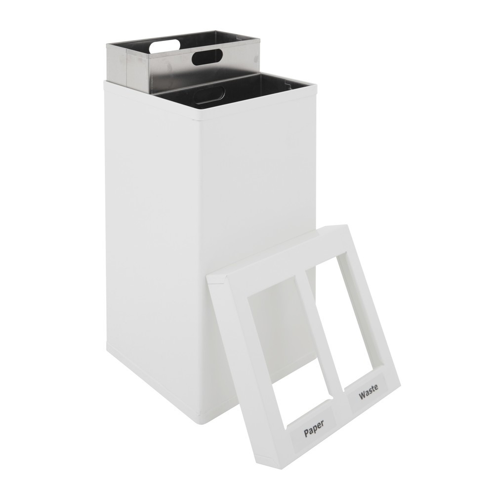 N° de l'image du produit 2 : Poubelle Mix CARRO, en aluminium, 2 x 52,5 litres, blanc