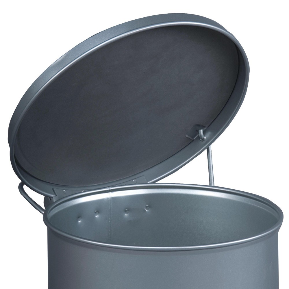 N° de l'image du produit 3 : Poubelle d'établi Justrite SoundGuard™, pédale, argenté, 80 litres