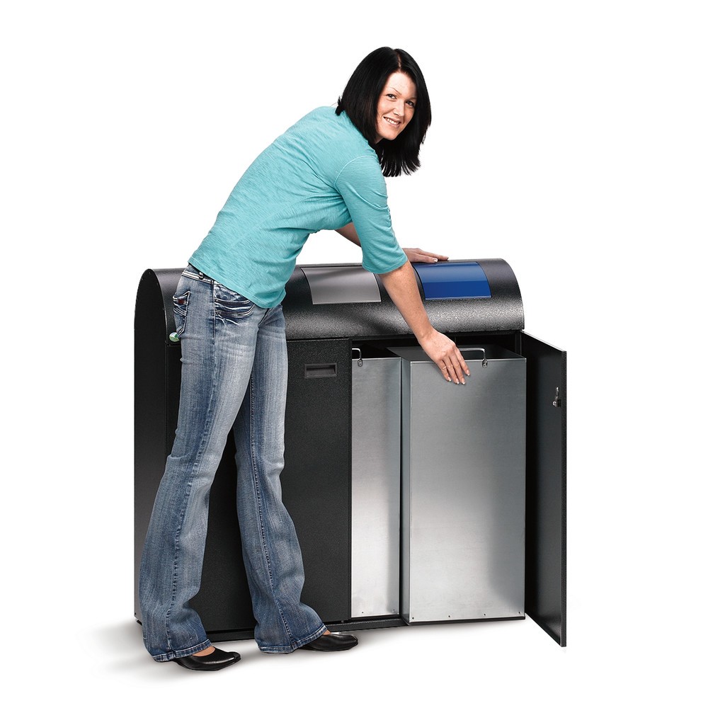 N° de l'image du produit 2 : Collecteur de déchets VAR®, 3 x 80 litres, porte à doubles battants, argent