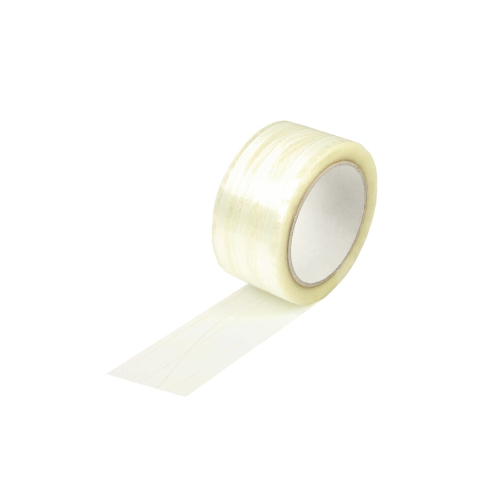 PP-Klebeband, fadenverstärkt, 50mm breitx66lfm., 46µ, transparent, Hotmeltkleber Produktabbildung: PP-Klebeband, fadenverstärkt, 50mm breitx66lfm., 46µ, transparent, Hotmeltkleber