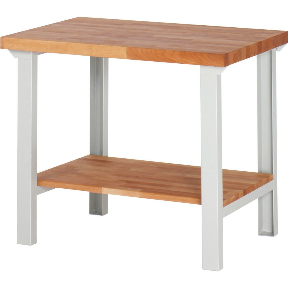 Obrázek produktu: Pracovní stůl RAU řada 7000, 1 odkládací police buk masiv, VxŠxH 840 x 1000 x 700 mm